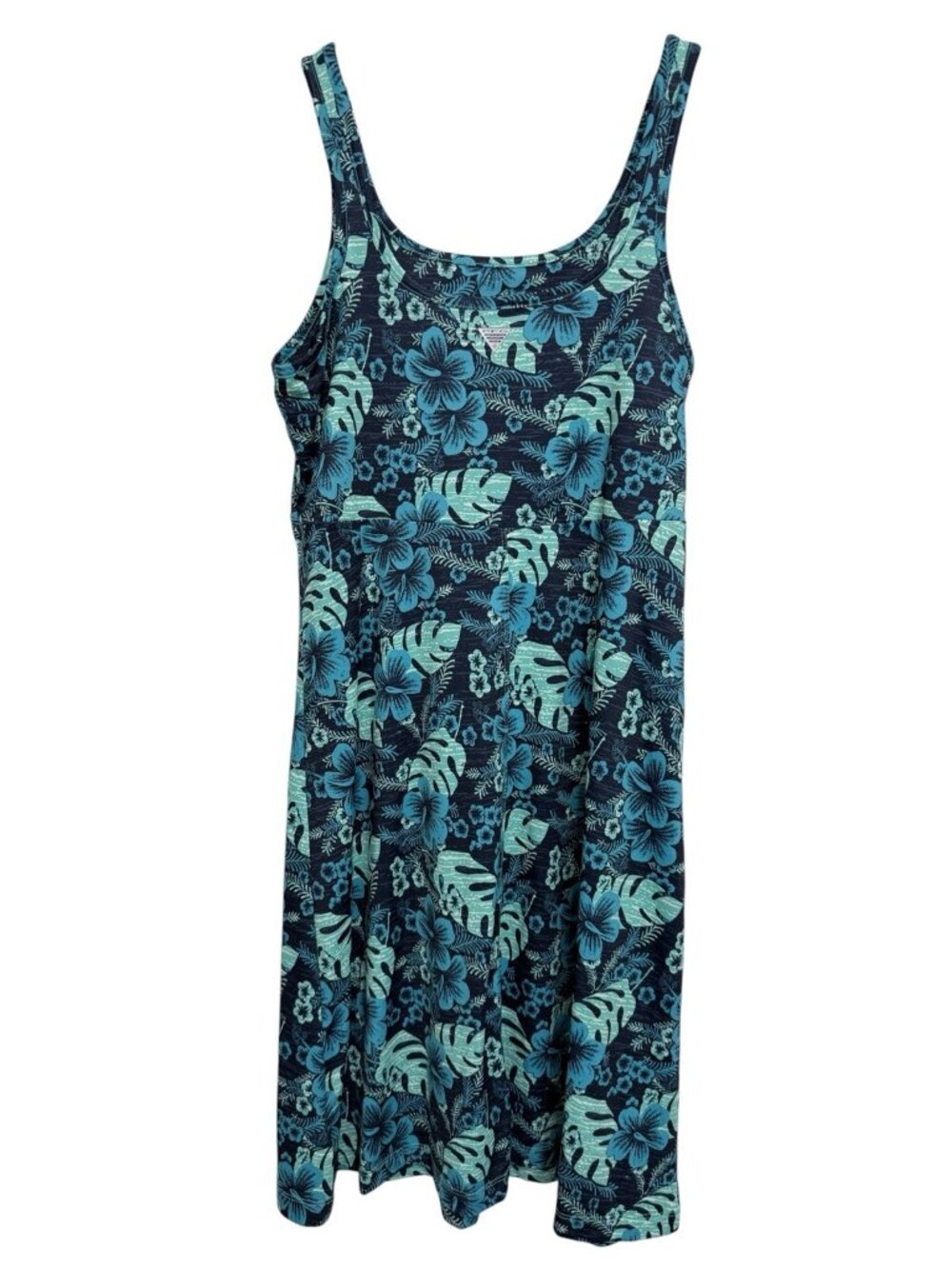 Columbia PFG Freeze Dress Women’s XS Blue Green Palm Floral UPF 50 Tropical
